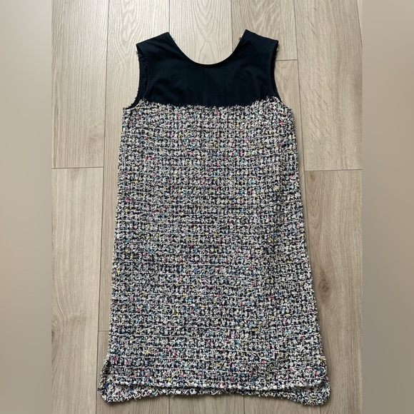 Maison Kitsune Tweed Shift Dress, sleeveless, boucle navy, white and pink, FR 36 - Picture 4 of 13